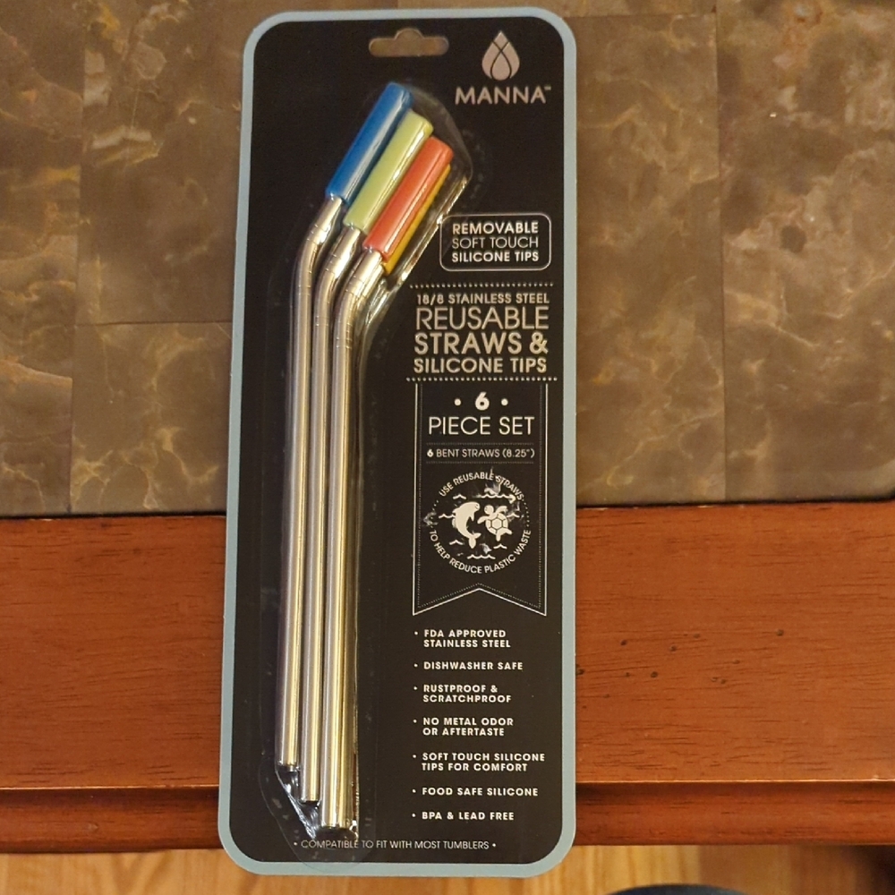 Manna Stainless Steel Reusable Straws with Silicone Tips
